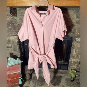 Lauren Ralph Lauren Woman’s Rose Tan Tie Front Shirt Size 2X NWT